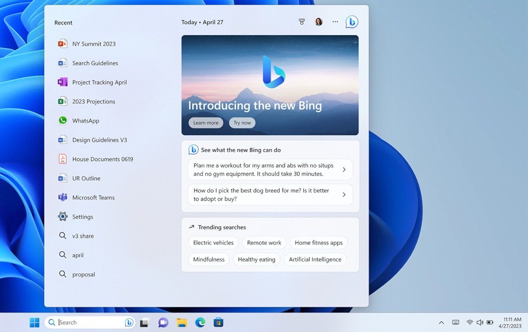 Windows 11 Bing