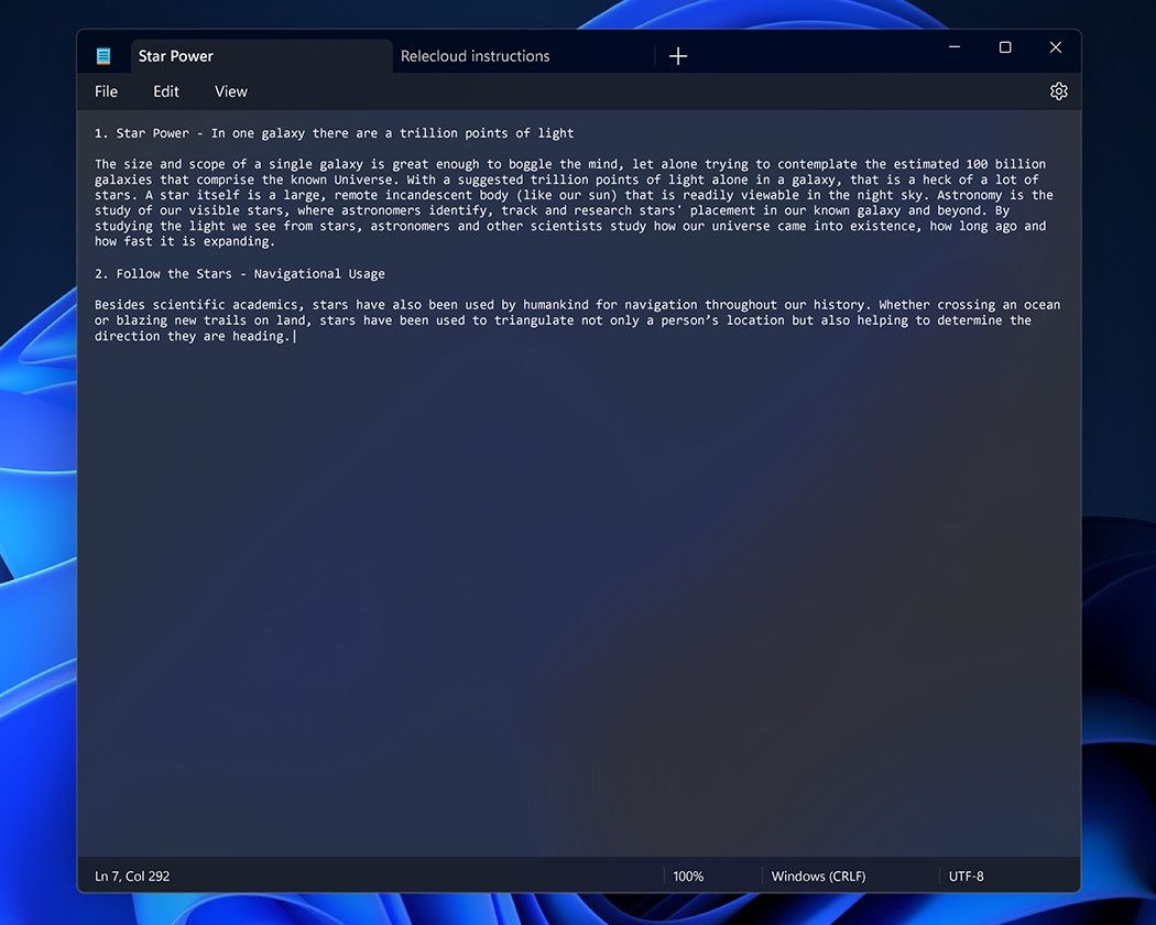 Windows 11 notatnik karty