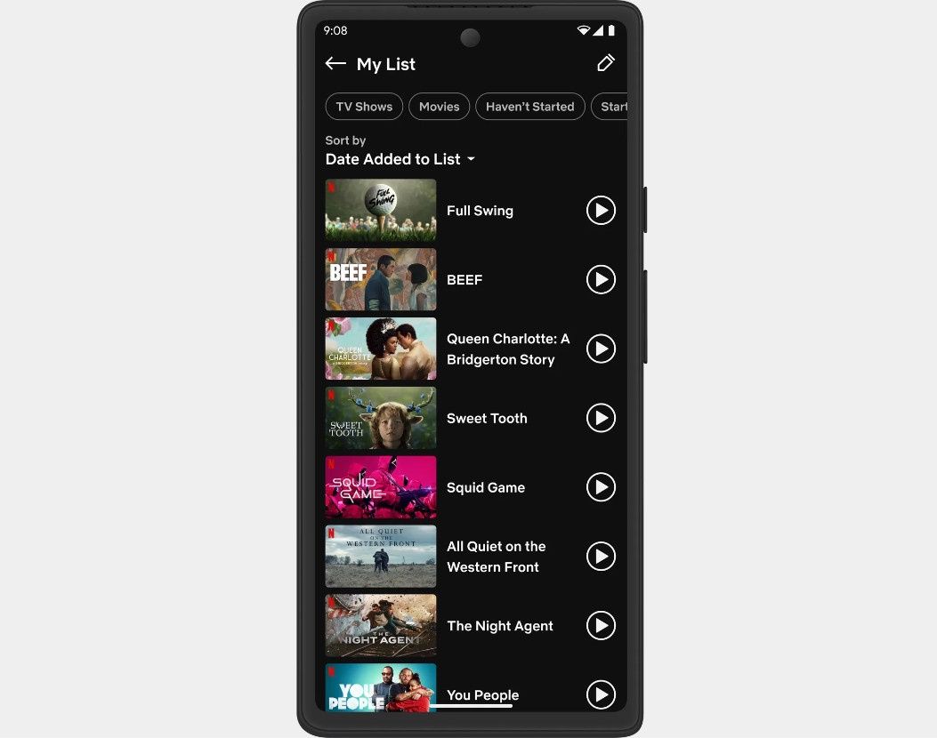 Netflix sortowanie