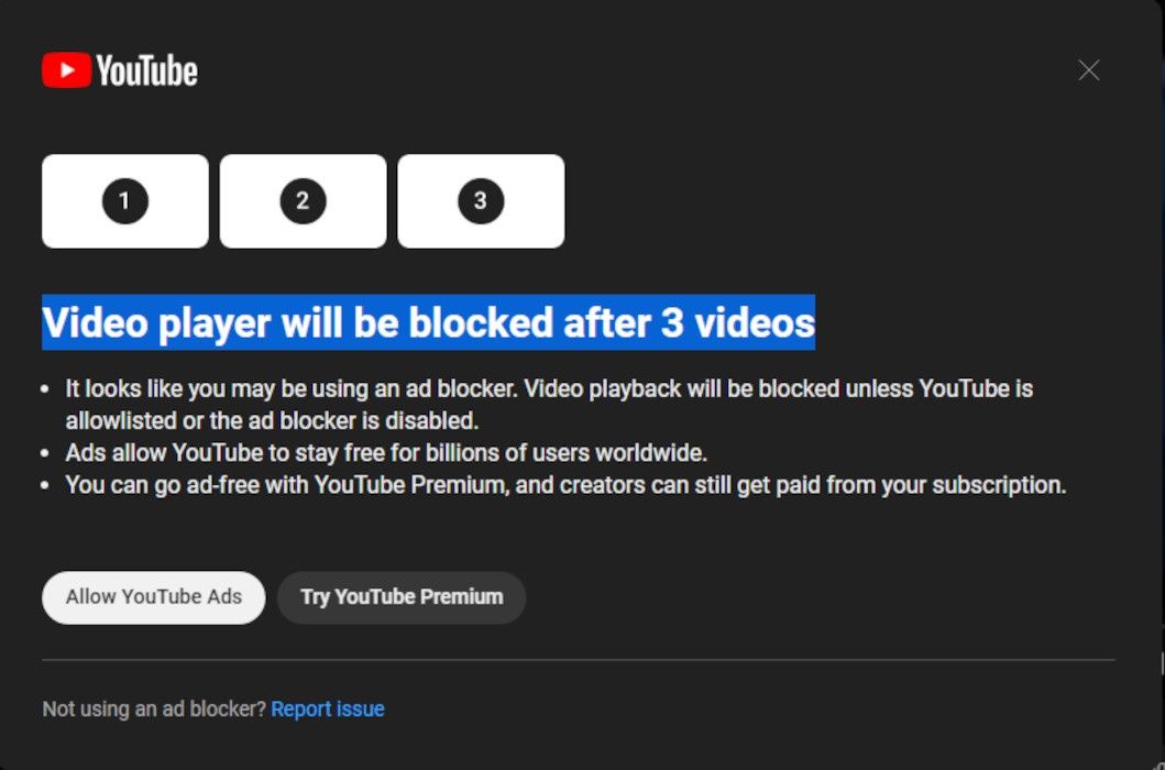 Zrzut ekranu zawierający wiadomość od YouTube