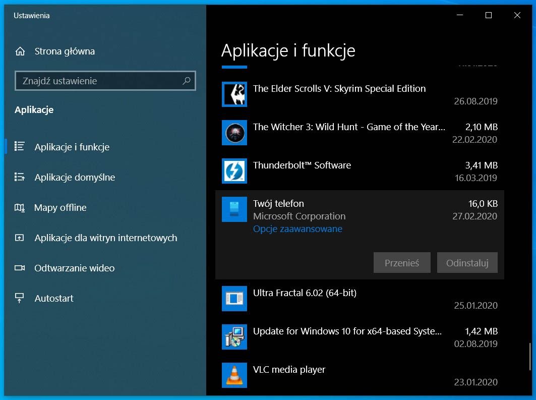 Windows aplikacje i funkcje
