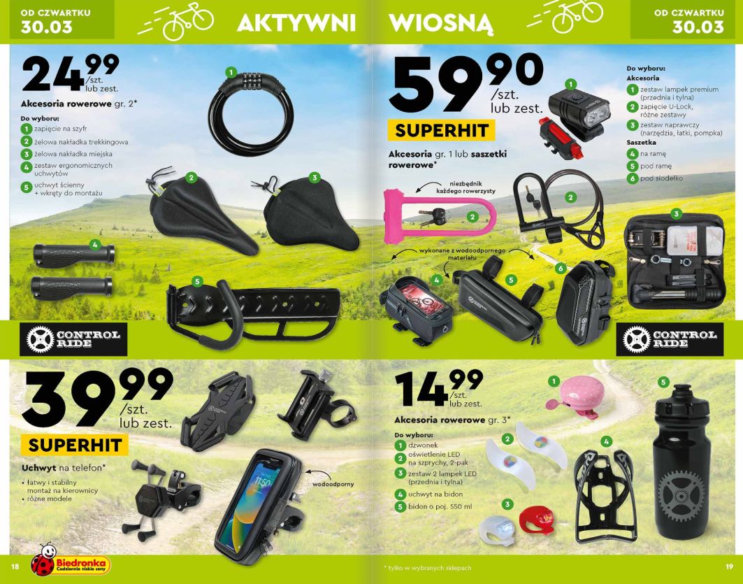 Akcesoria rowerowe w Biedronce