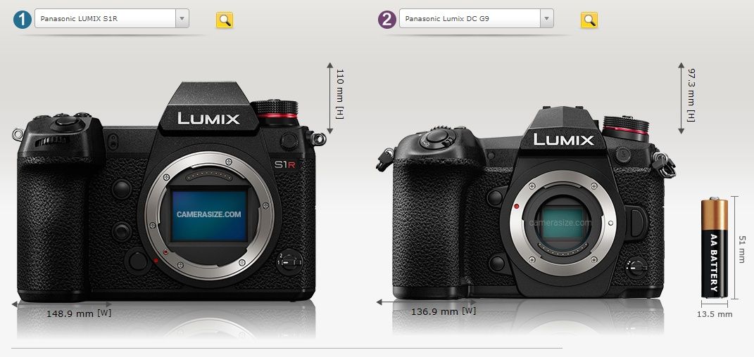 Porównanie Panasonic Lumix S1R z G9 przód