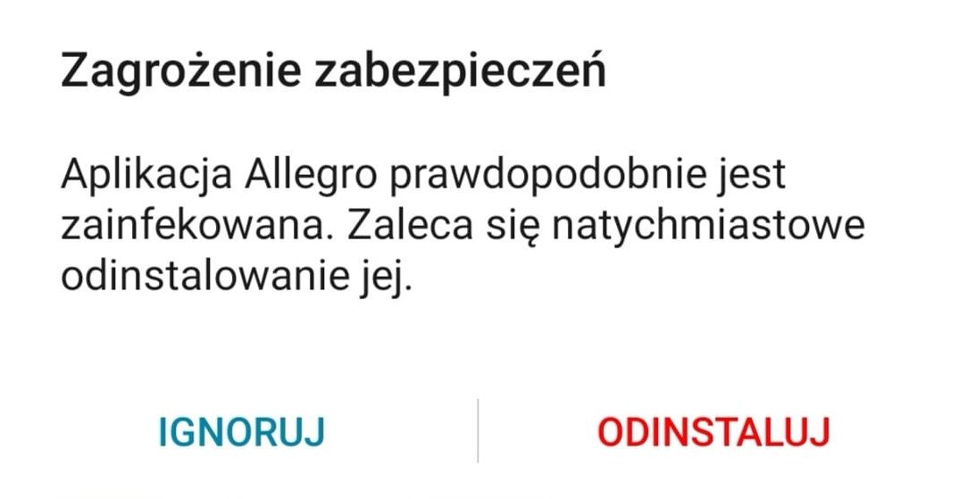 Huawei - powiadomienie o zainfekowanej aplikacji
