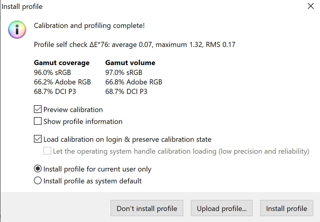 Huawei MateBook X PRO 2020 - rezultat profilowania