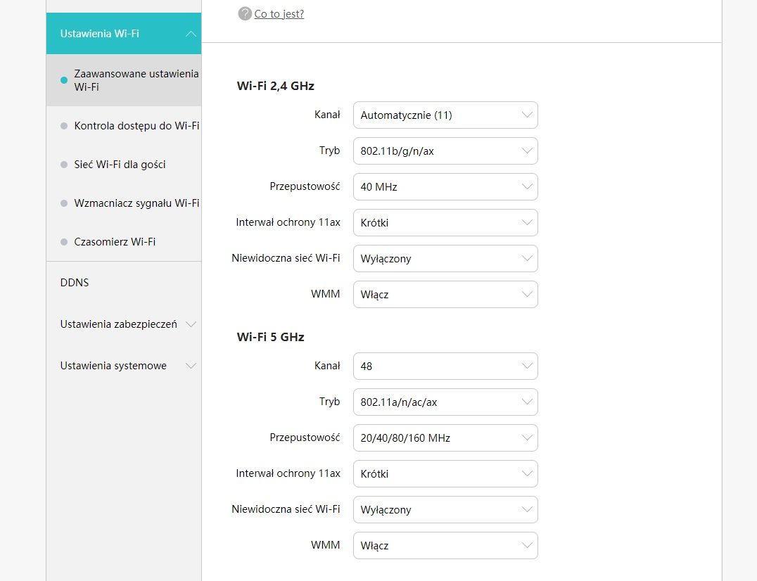 Huawei AX3 sieć 5 GHz pasmo 160 MHz
