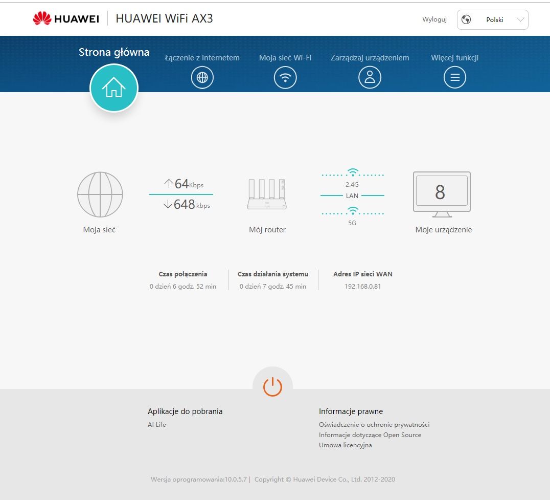 Huawei AX3 przeglądarka