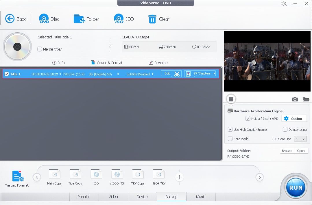 VideoProc konwersja DVD