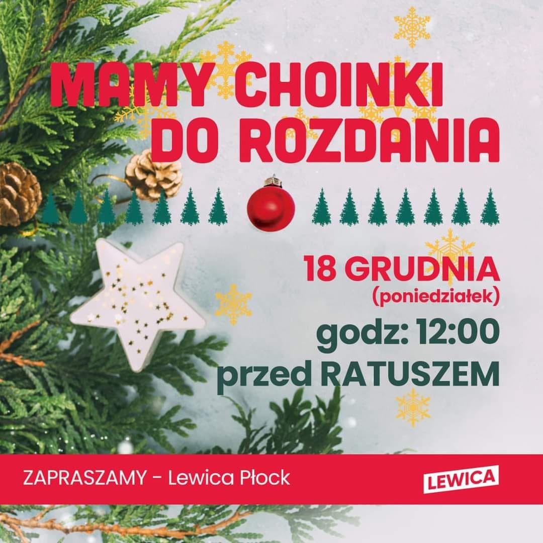 Komu choineczkę? Wielkie rozdanie choinek przez Lewicę Płock