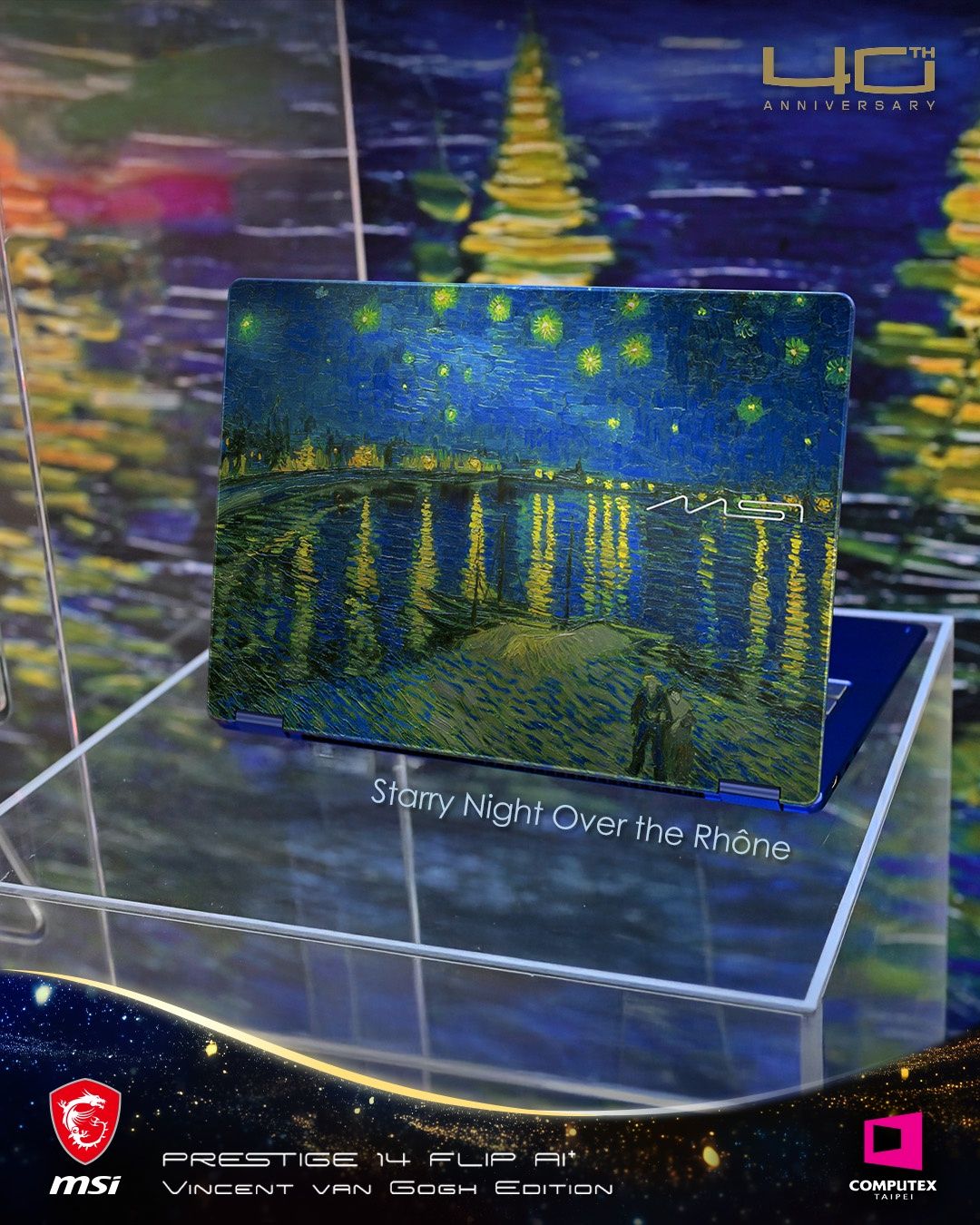 Prestige 14 Flip AI+ z obrazem Gwiaździsta noc nad Rodanem