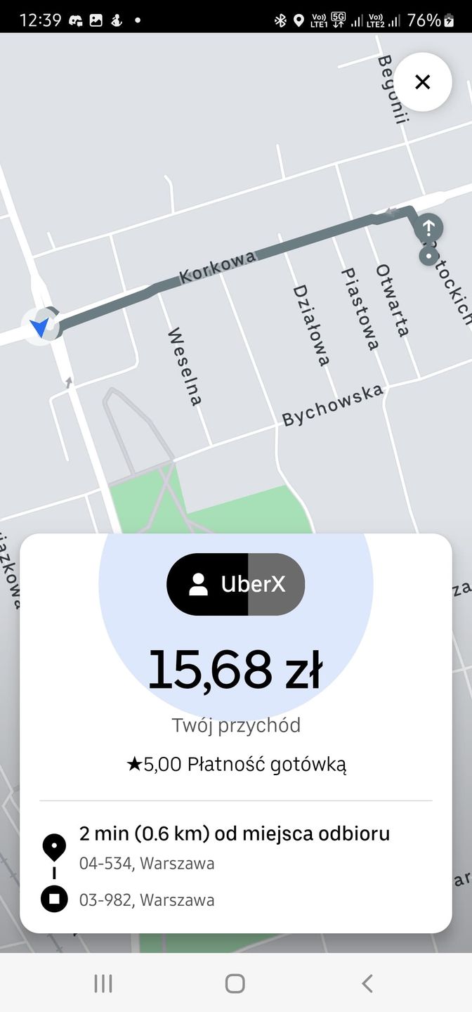 Uber - zarobek dla kierowców