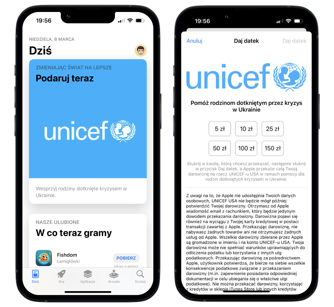 Apple App Store pomoc Ukrainie