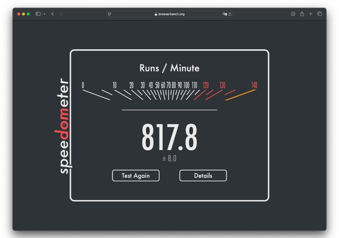 Mac mini M4 Pro - Speedometer 2.0