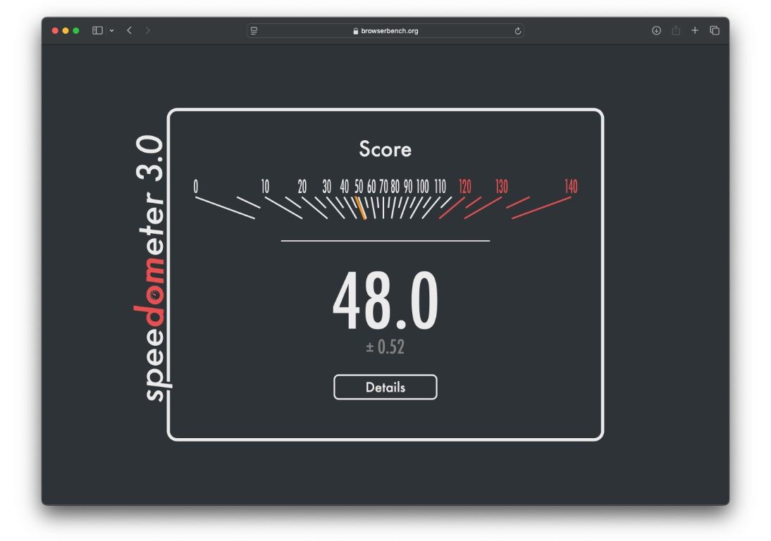 Mac mini M4 Pro - Speedometer 3.0