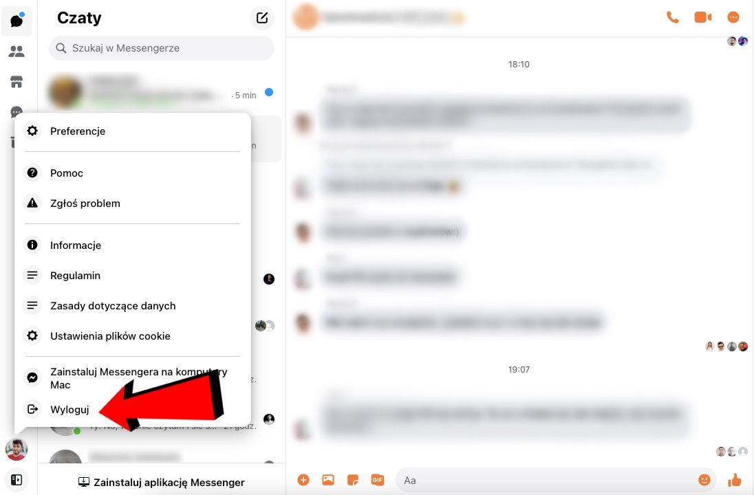 Messenger - wylogowanie z przeglądarki