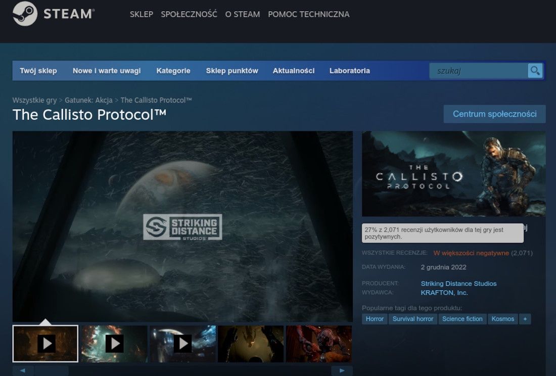The Callisto Protocol steam