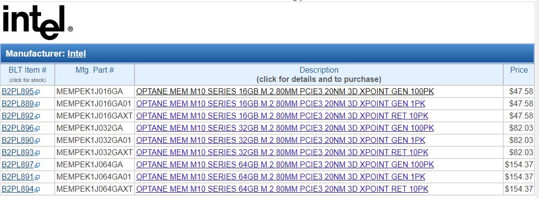 Intel Optane M10