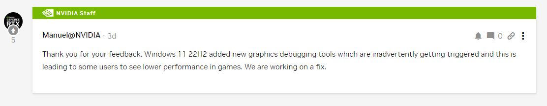 GeForce - problemy na Windows 22H2