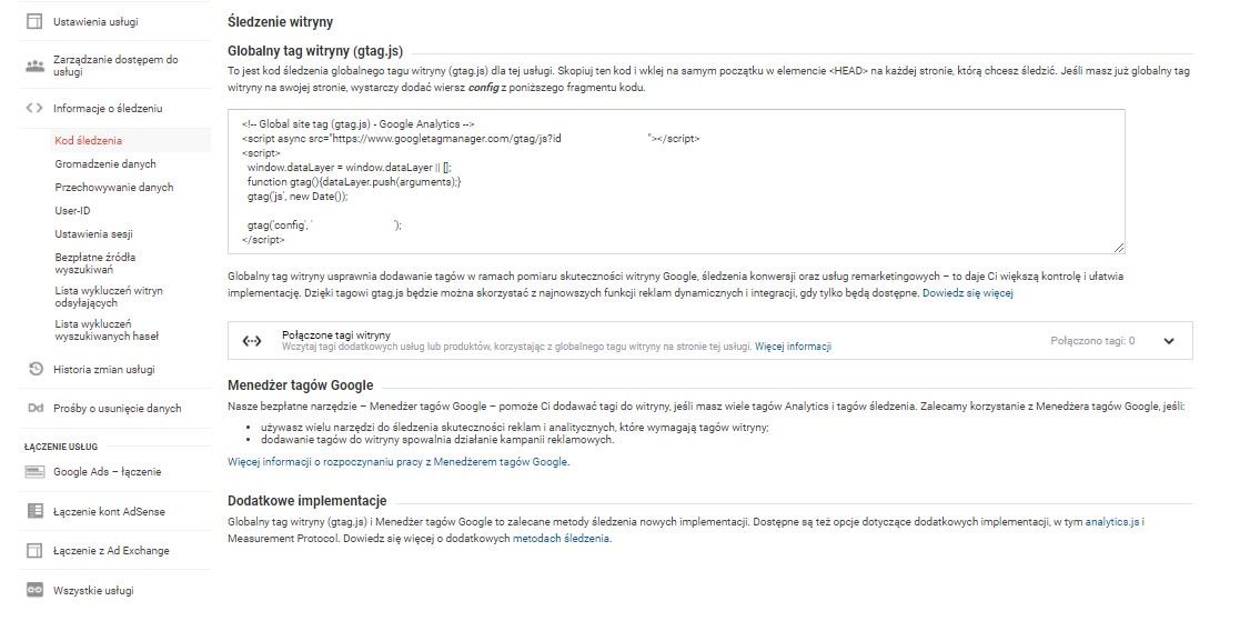 śledzenie witryny - google analitycs