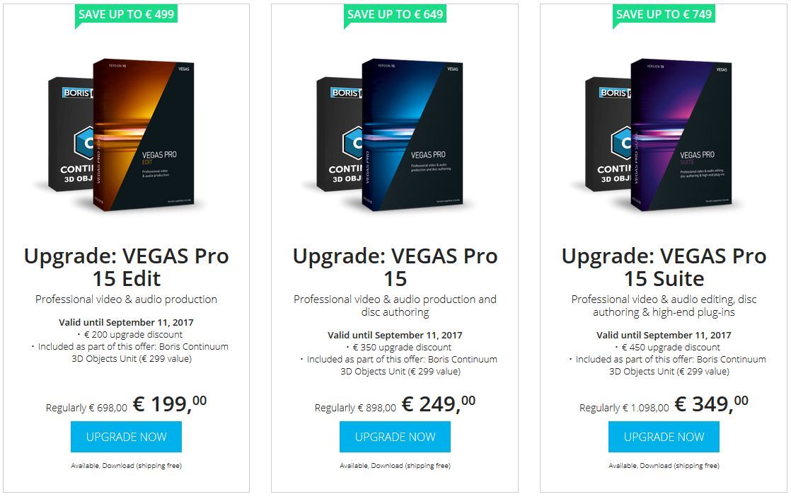 Vegas Pro 15 - ceny