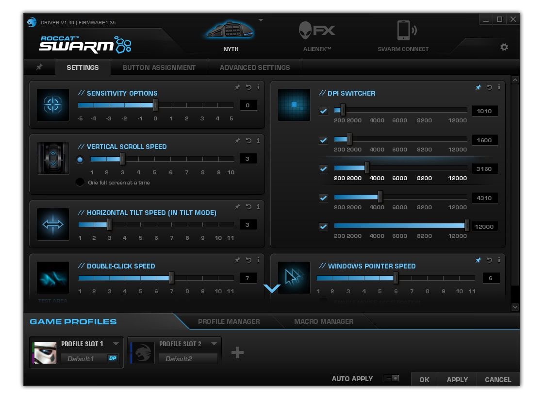 Roccat Nyth - ustawienia myszki