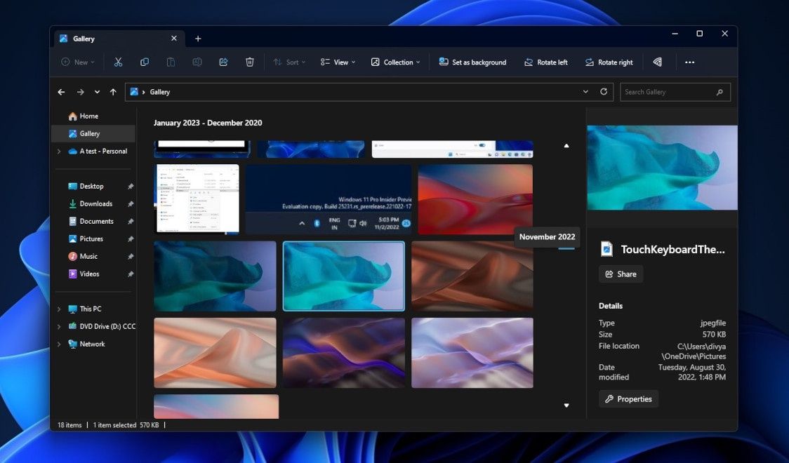 Windows 11 widok galerii
