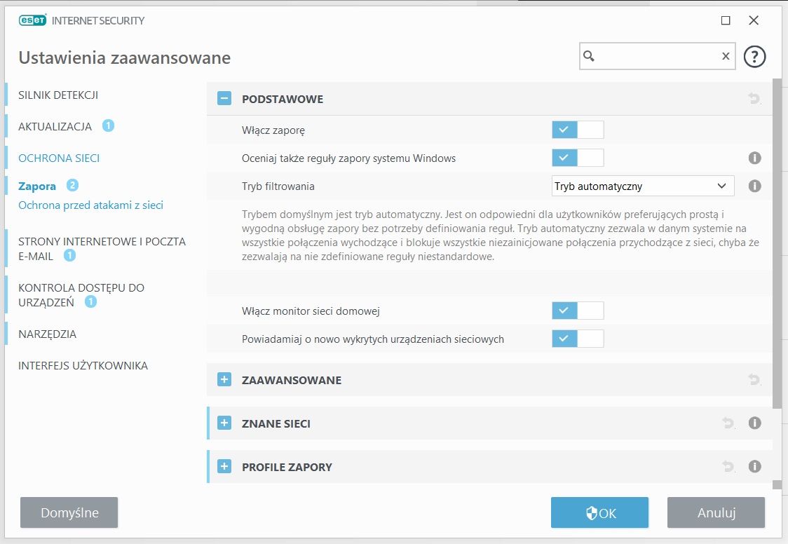 ESET ustawienia zaawansowane