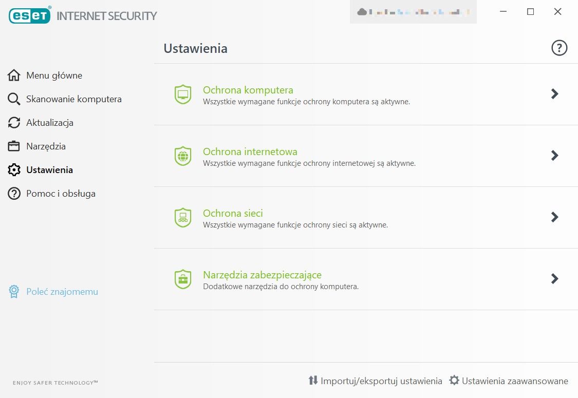 ESET Ustawienia