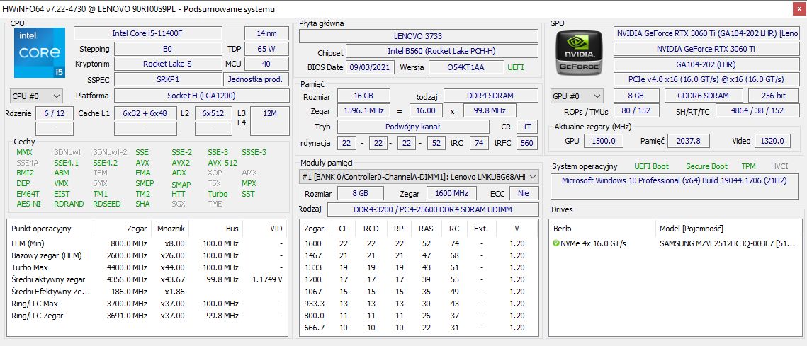 Lenovo Legion T5 - hwinfo