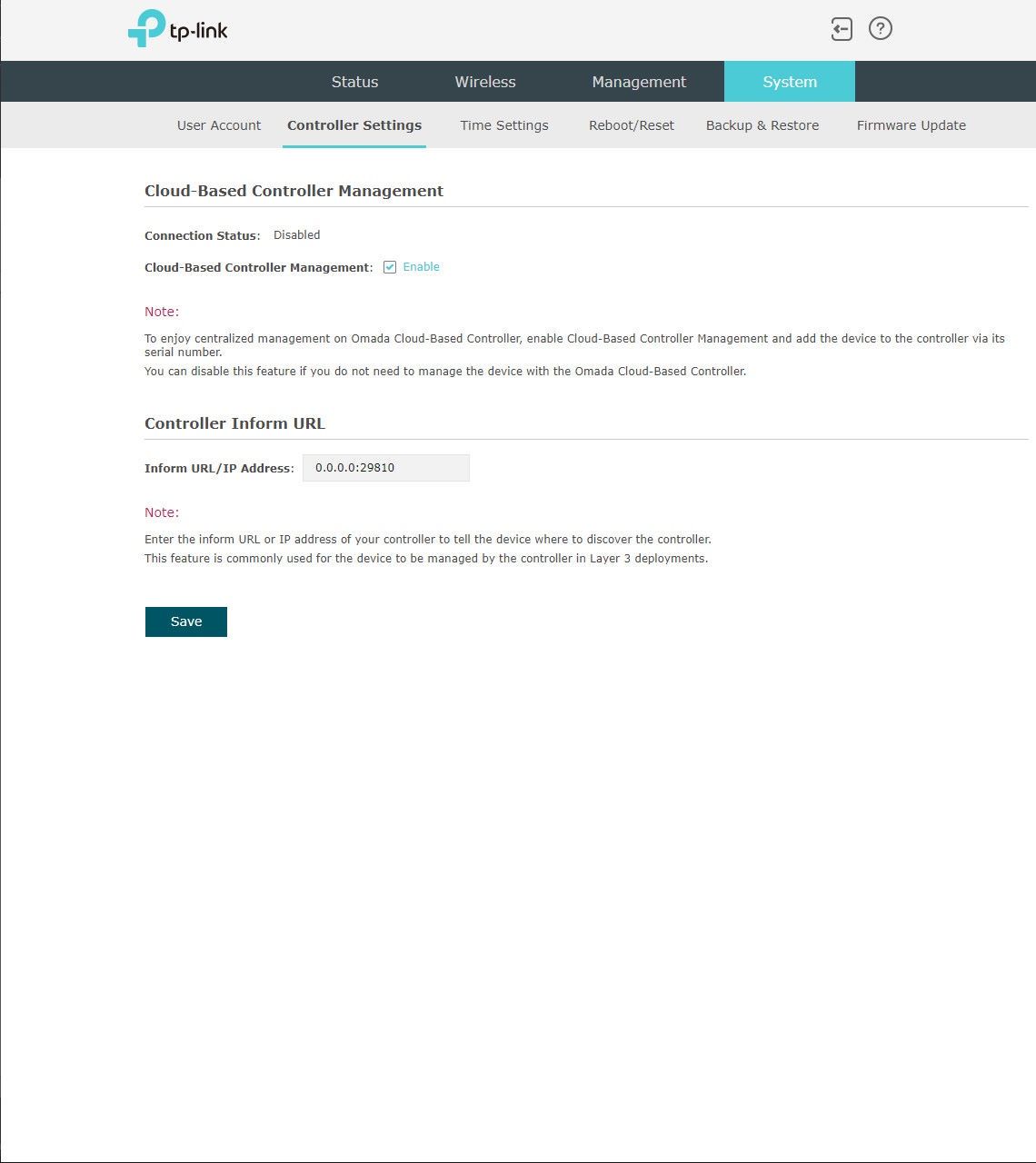 TP-Link Omada EAP660 HD - ustawienia systemowe