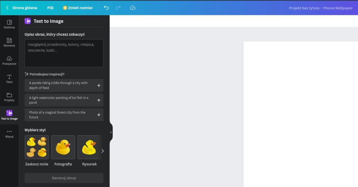 Canva AI UI