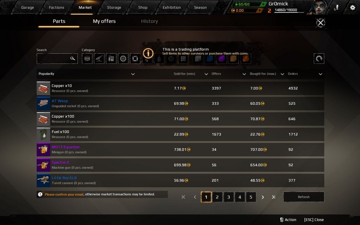 Crossout - platforma handlowa