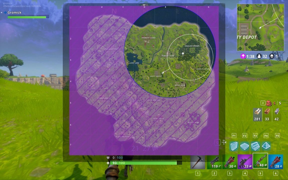 Fortnite: Battle Royale - zmniejszająca się mapa świata