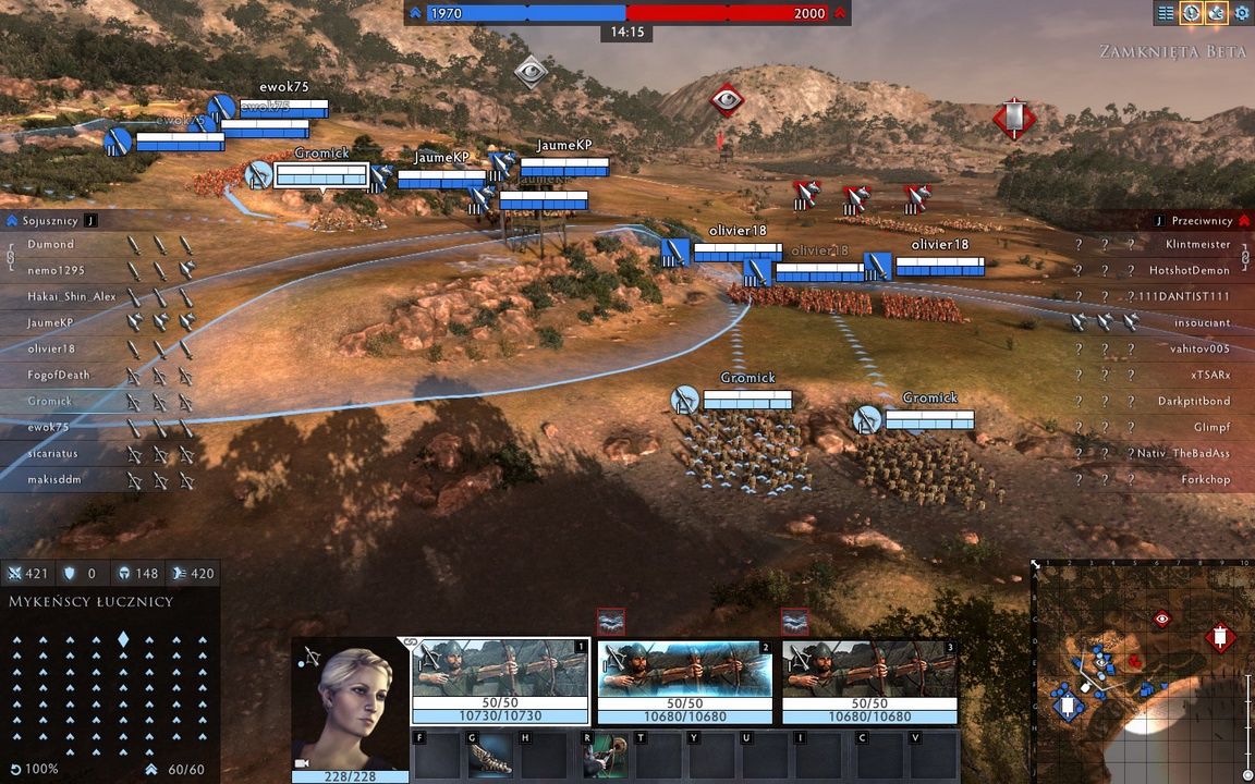Total War: Arena - wojska zajmują pozycje