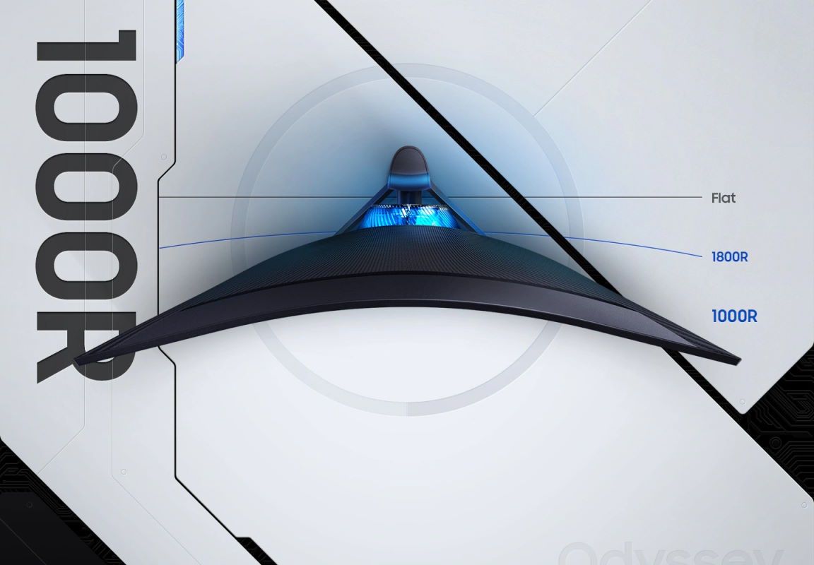 Monitor dla graczy Samsung Odyssey G7 od góry