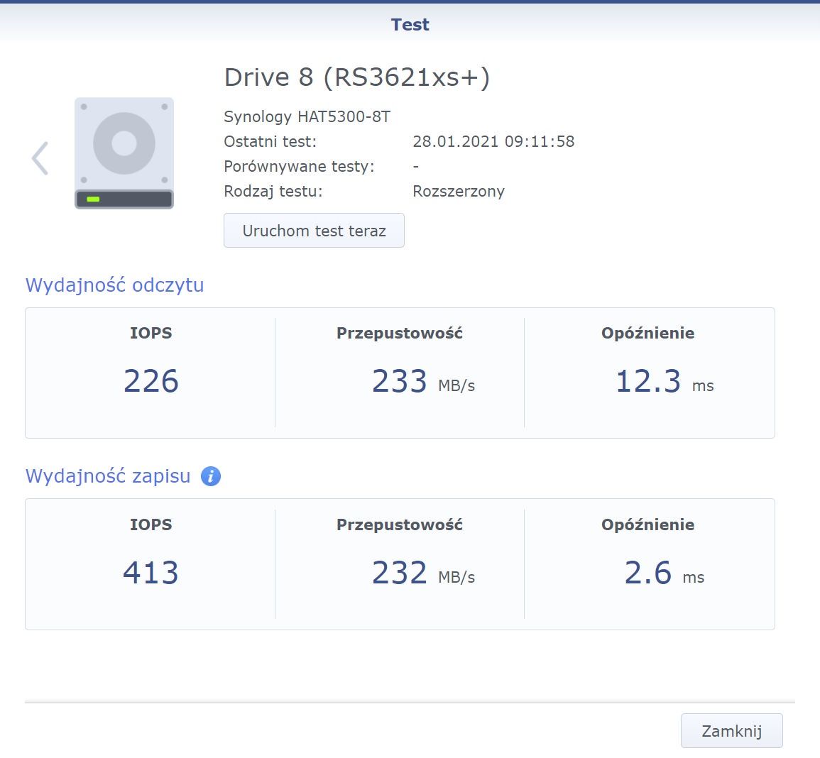 Synology HAT5300-8T test crystaldiskmark