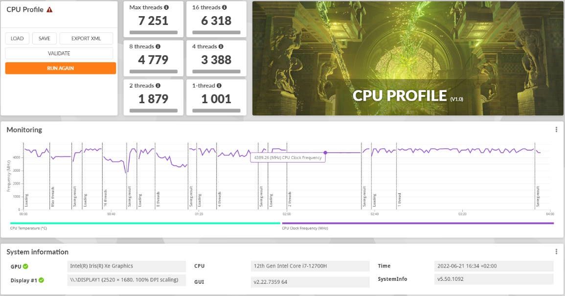 Huawei MateBook 16s - cpu profile