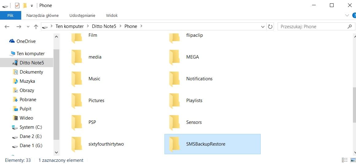 SMS Backup Restore folder PC