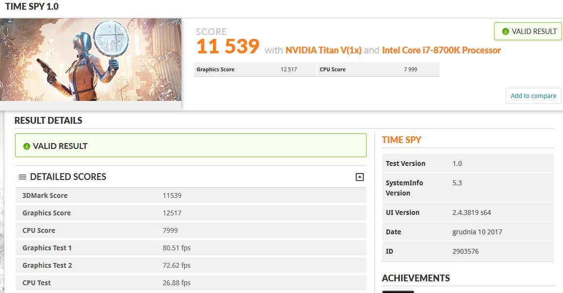Nvidia Titan V - 3DMark Time Spy