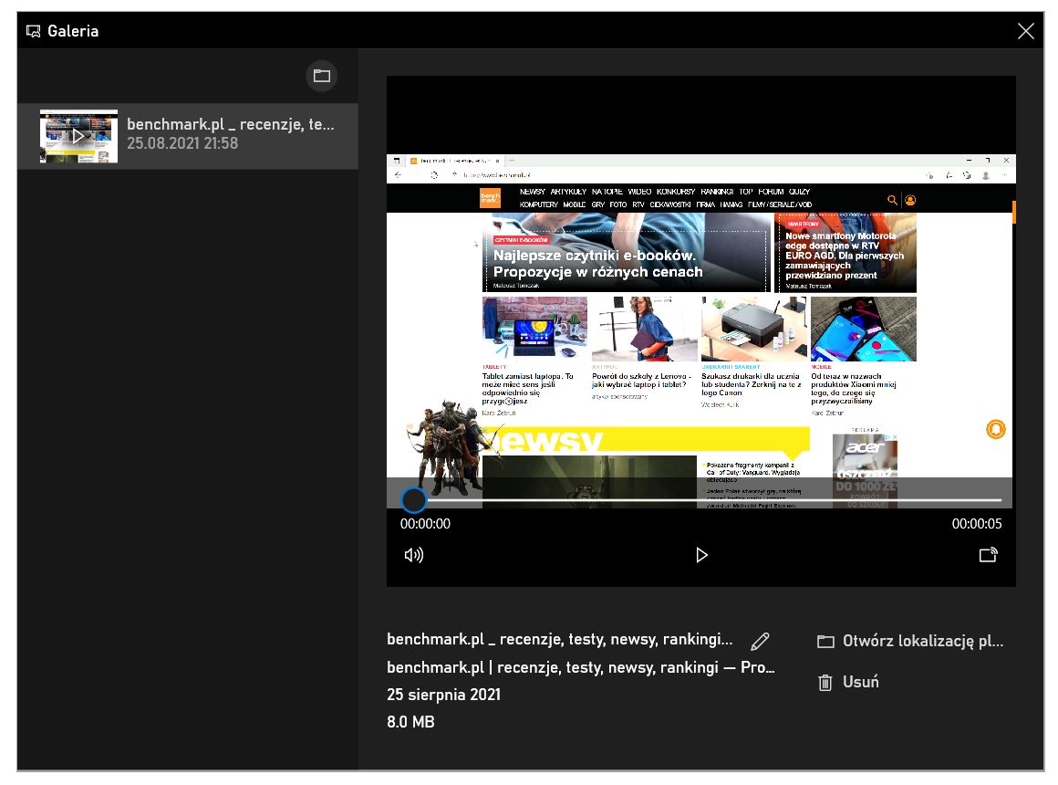 Windows 10 - Xbox Game Bar nagrywanie ekranu