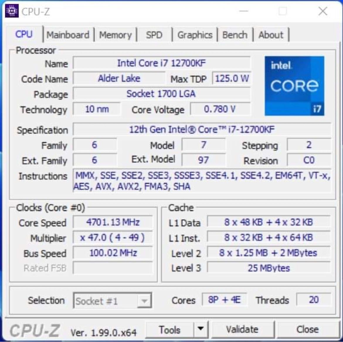 Intel i7 – 12700KF