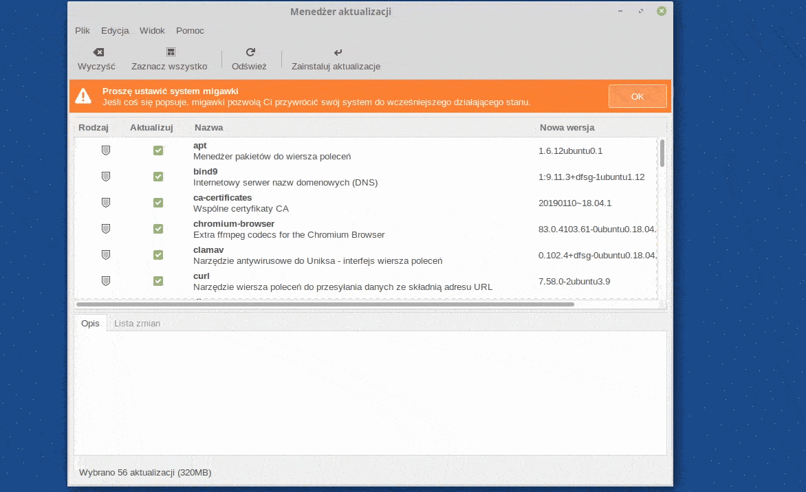 Aktualizacja systemu w Linux