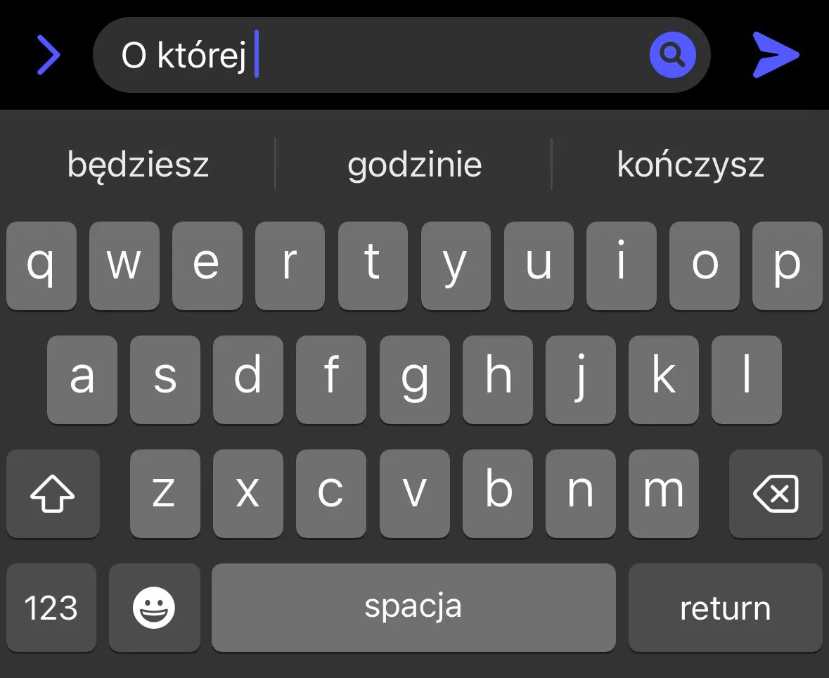 Przewidywanie słów w klawiaturze iOS 17