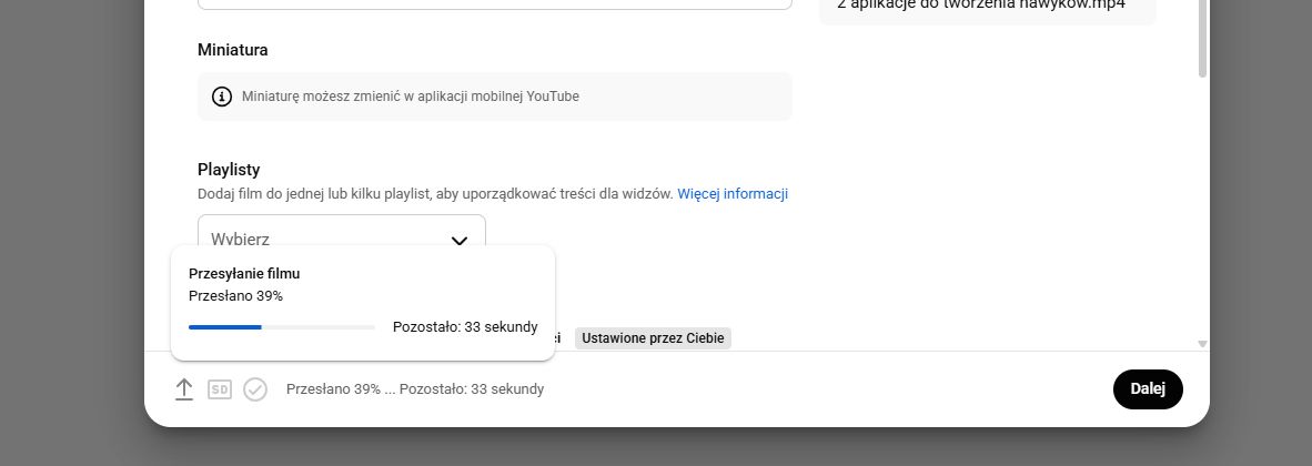 Szybkość uploadu wpływa na czas wysyłania plików np. na YouTube