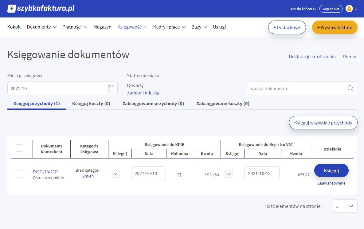 Księgowanie dokumentów