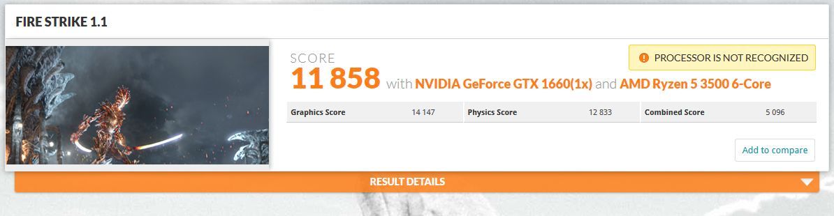 AMD Ryzen 5 3500 - 3DMark Fire Strike