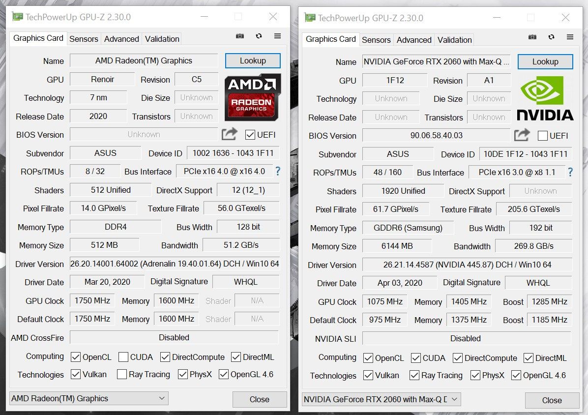GPU-Z - dwa układy graficzne Zephyrusa
