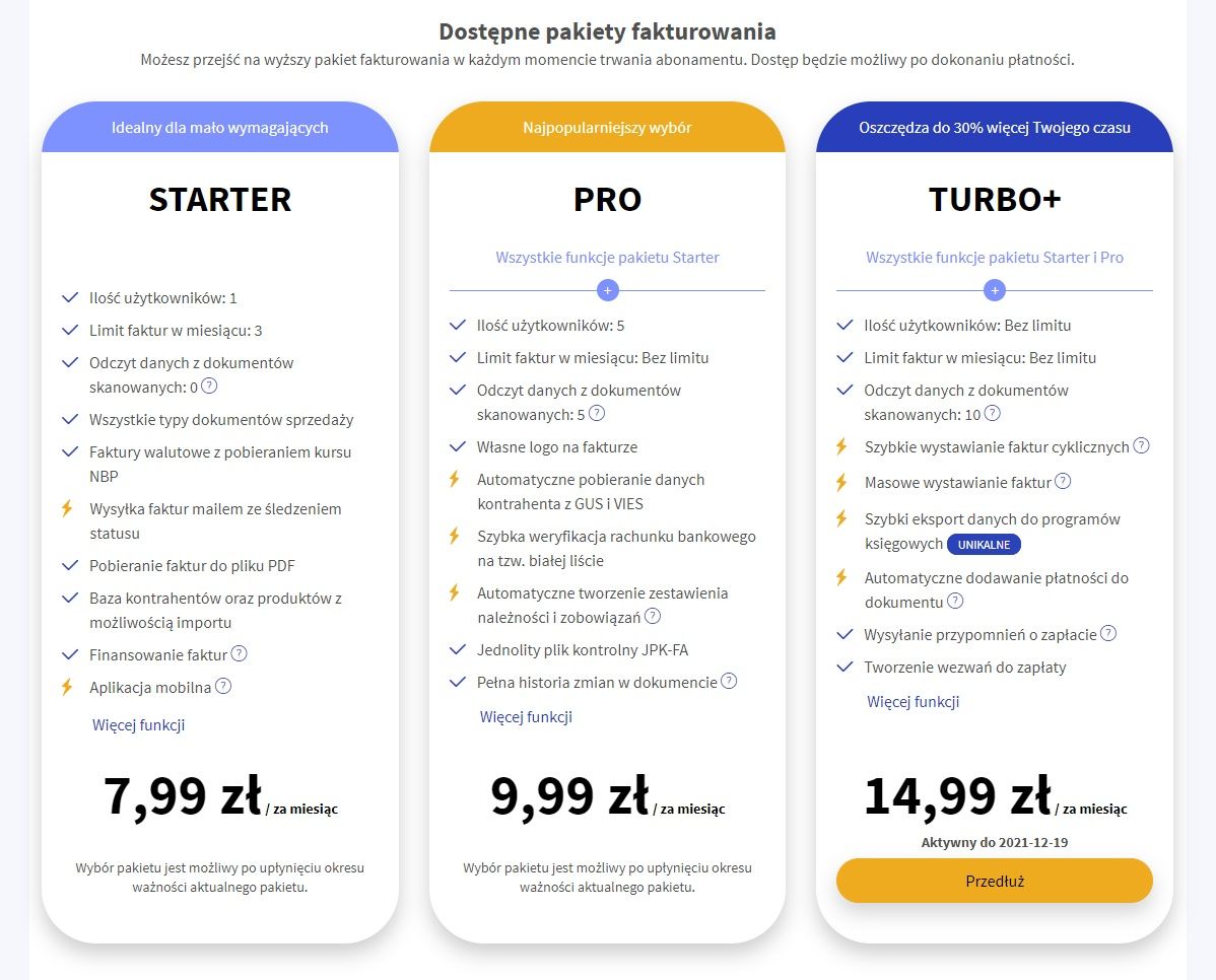 Pakiety Szybkafaktura.pl