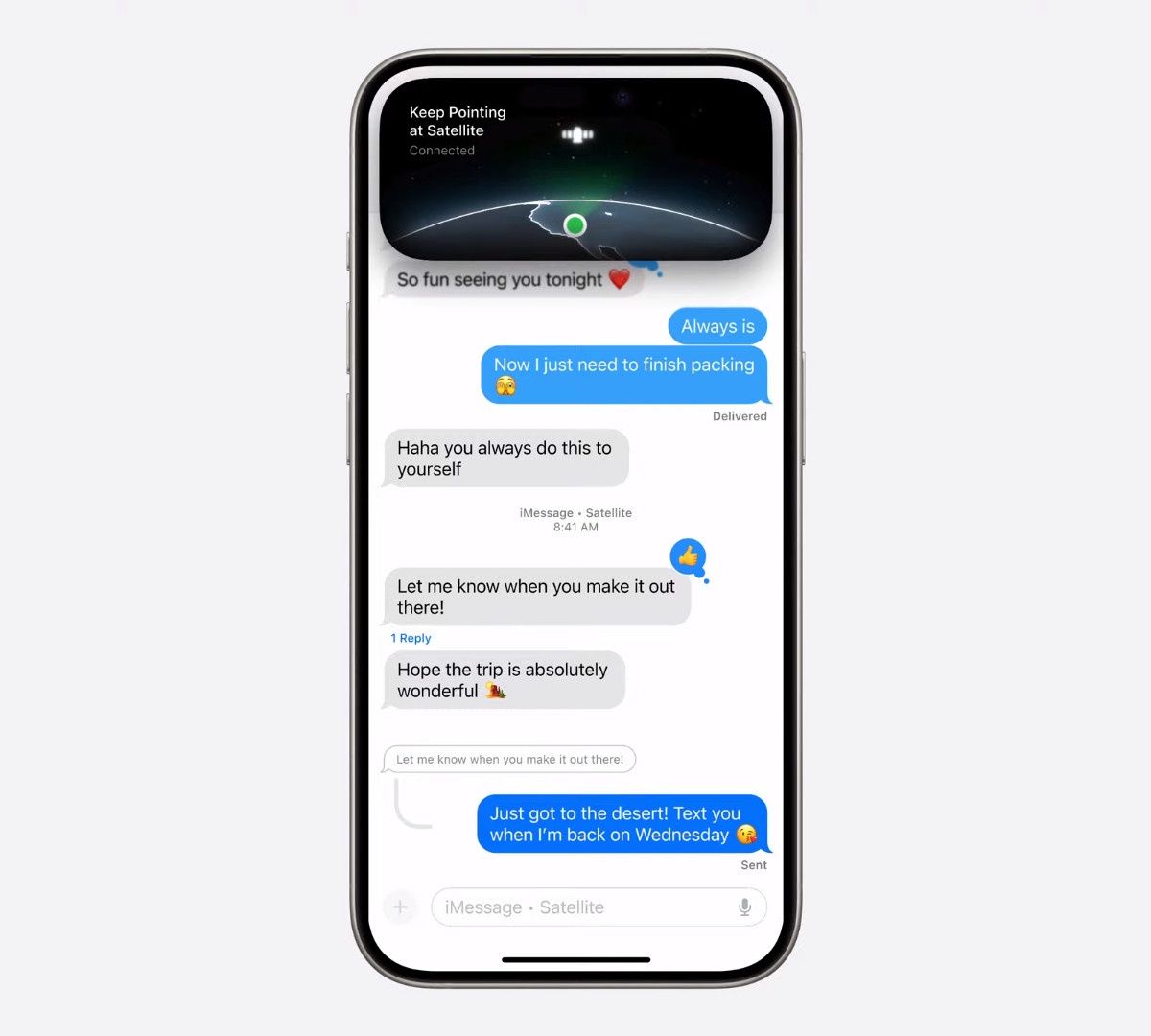 Wiadomości satelitarne w iOS 18