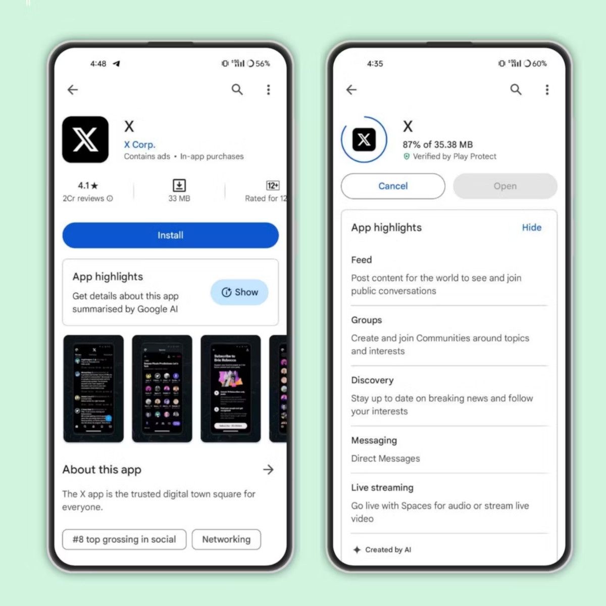 Opisy AI w Google Play